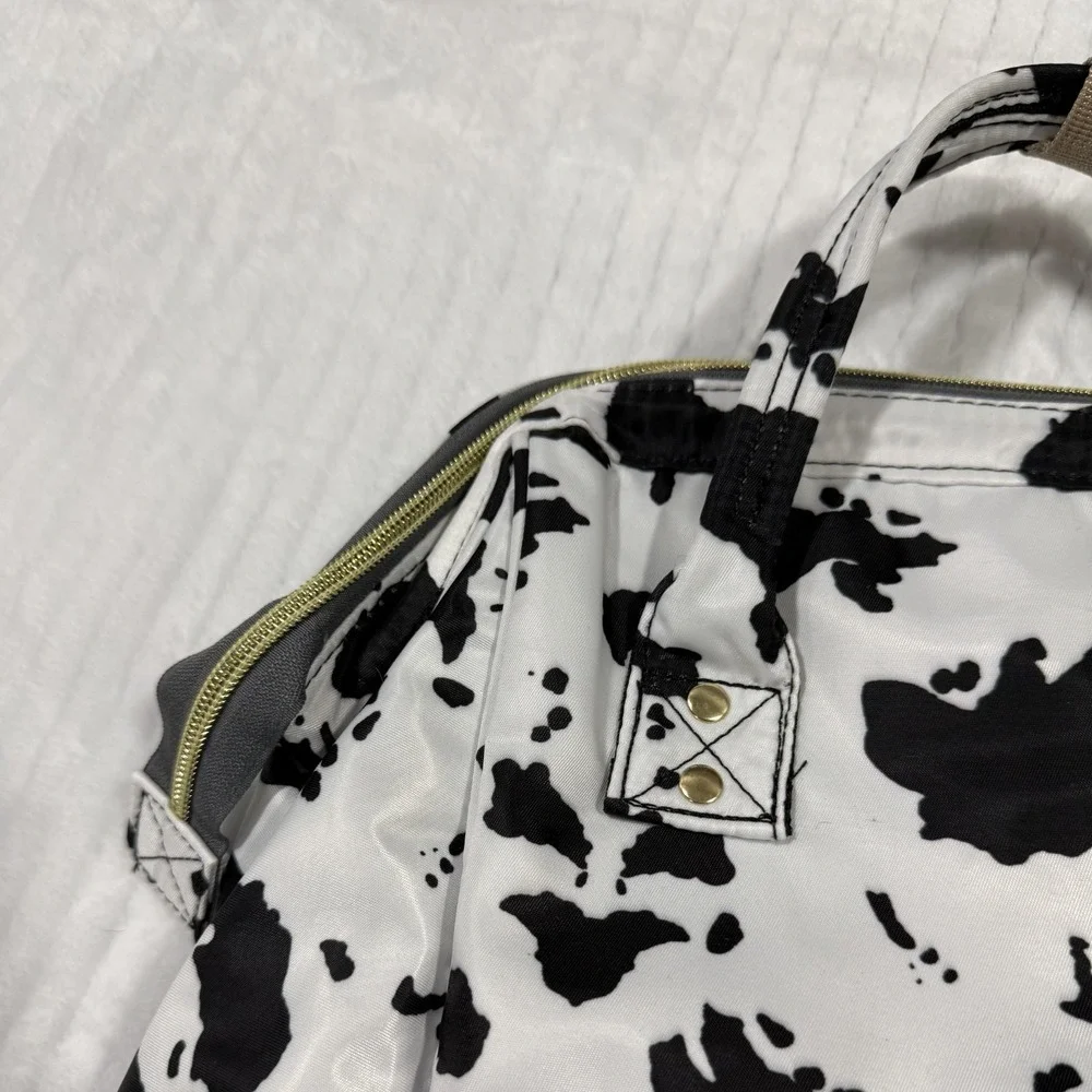 Cow Print Diaper Bag Backpack Black White Baby Bag‎ Travel Backpack Multi Pocket
